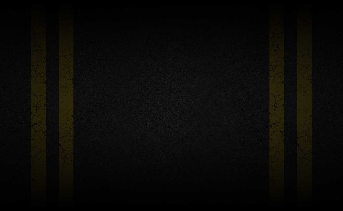 A dark textured background with two vertical yellow stripes near the left and right edges, fading into a black vignette at the top and bottom.